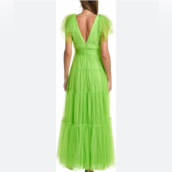 Ml Monique Lhuillier womens Tulle Gown Neon Green NWT - Picture 5 of 17